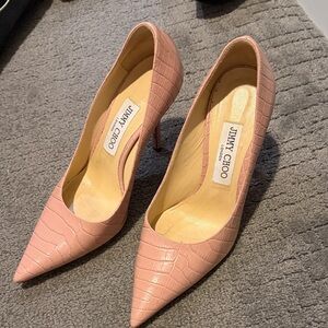 Jimmy Choo Blush Croc-Embossed Heels